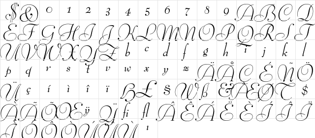 Bernhard Modern Italic Swash font glyphpreview