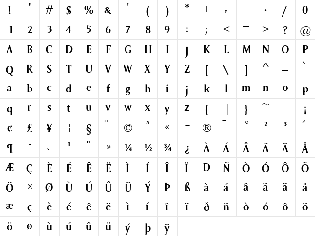 Saga SemiBold Regular font glyphpreview