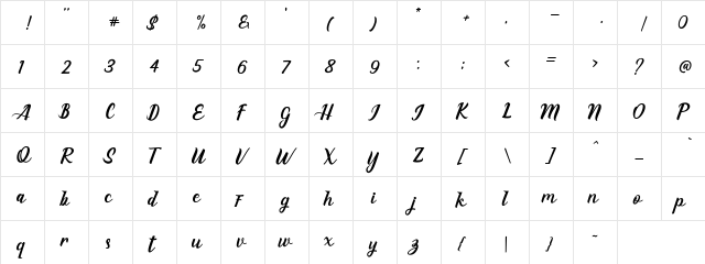 Eaglese Script Regular font glyphpreview