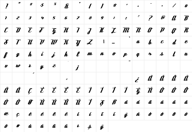 TR Deftone Stylus Regular font glyphpreview