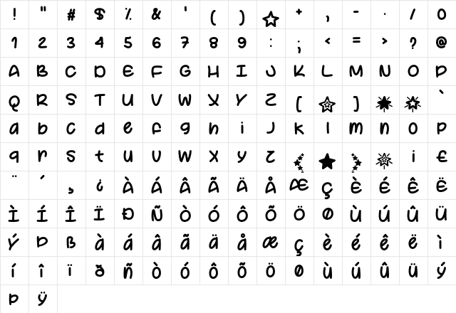 Your Star Regular font glyphpreview