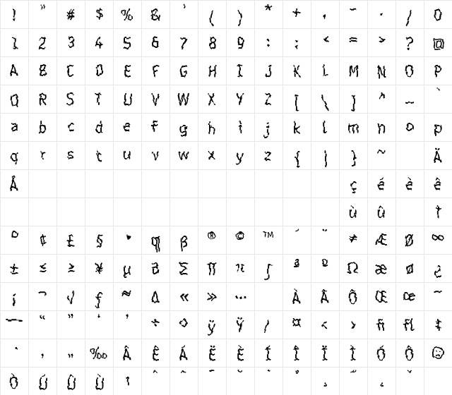 ShatterdayICG Regular font glyphpreview