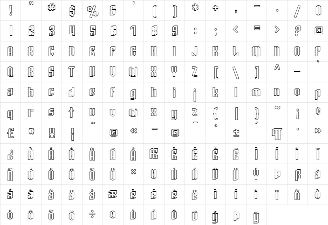 SF Archery Black Outline Regular font glyphpreview