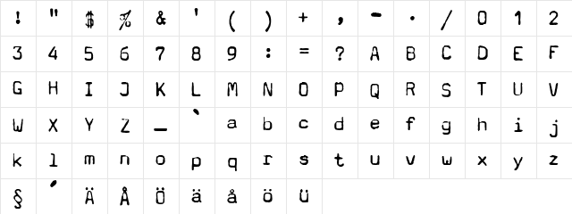 Typewriter - a602 (dead postman 2004) Regular font glyphpreview