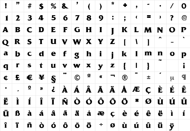 QuadratSerial-Xbold Regular font glyphpreview