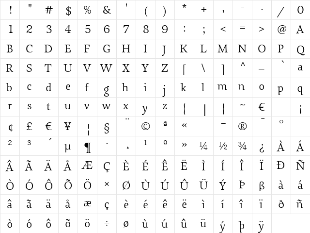 Sovereign-Light Regular font glyphpreview