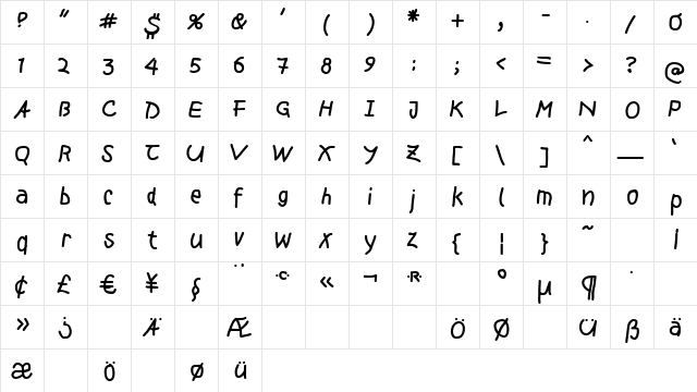 MousePen Regular font glyphpreview
