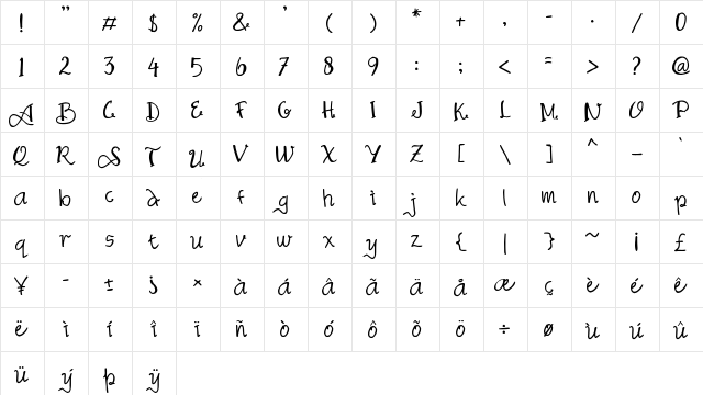 Miiy Regular font glyphpreview