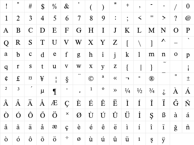 TimelessTTULig Regular font glyphpreview