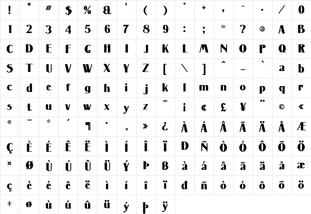 Massenet XBold Bold font glyphpreview