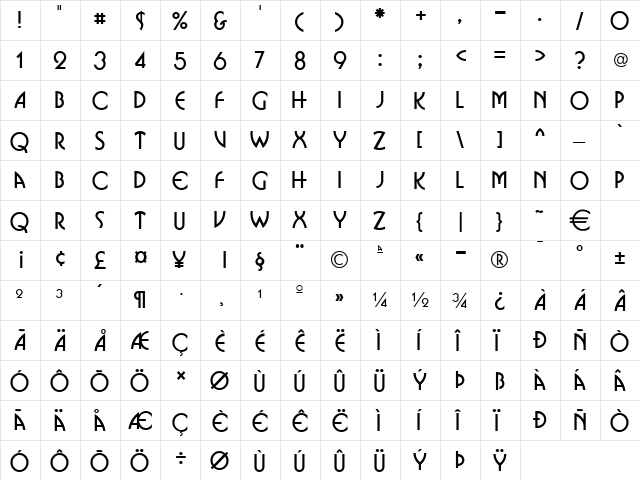 Busso Normal font glyphpreview