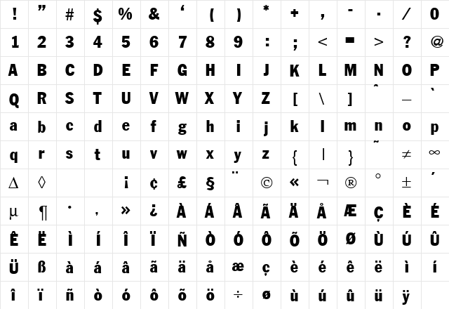 FranklinHeadlineCond Bold font glyphpreview