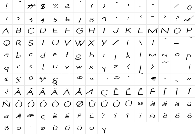WurkerExtended Oblique font glyphpreview