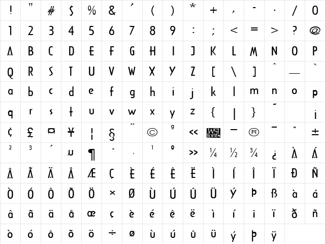 ArcaneBroad Regular font glyphpreview
