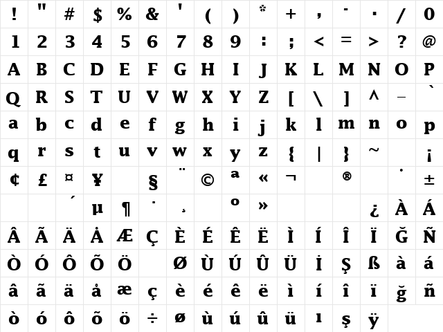 TR America Bold font glyphpreview