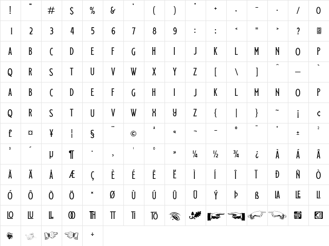 Skedaddle Regular font glyphpreview