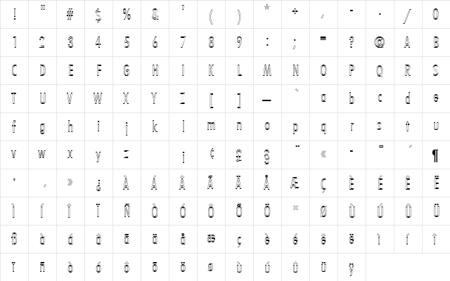 FuturaTLigConOu1 Regular font glyphpreview