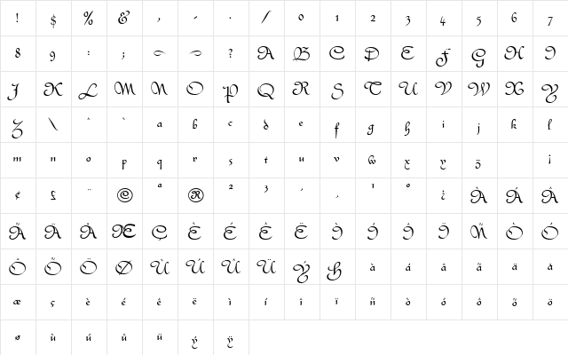 Quintly Normal font glyphpreview
