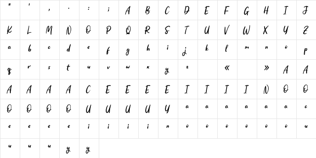 Serenity Personal Use font glyphpreview