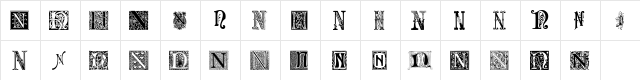 Ornamental Initials N Regular font glyphpreview