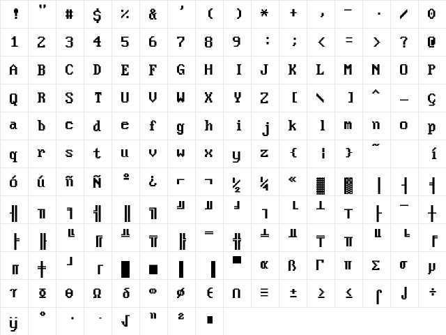 VideoTerminalScreen Normal font glyphpreview