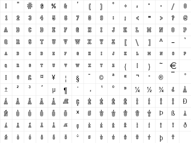 PrincetonCondensed Normal font glyphpreview