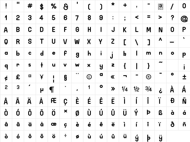 Wida Round Demo Bold font glyphpreview