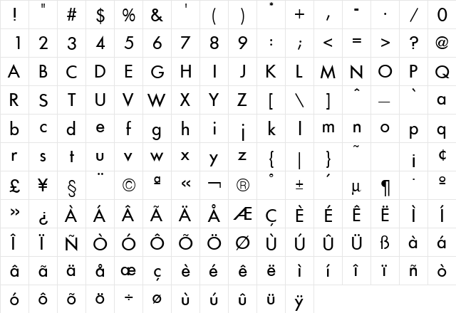 Futura ICG Regular font glyphpreview