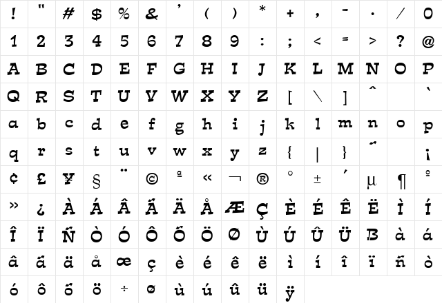 EstralDB Normal font glyphpreview