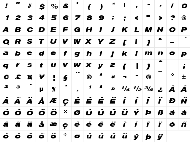 URWAccidaliaTExt Bold Italic font glyphpreview