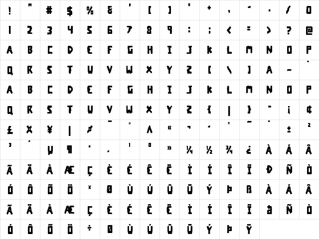 Coffin Stone Condensed Condensed font glyphpreview