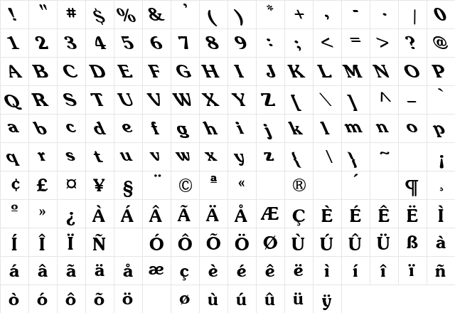 Souvenir-Light-Bold Lefites Regular font glyphpreview