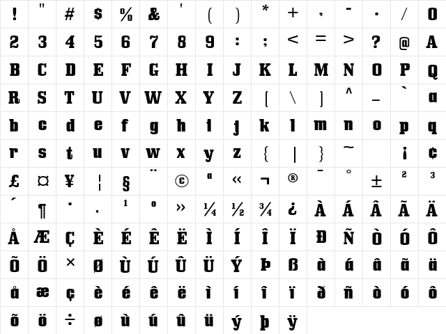 Bullpen Heavy font glyphpreview