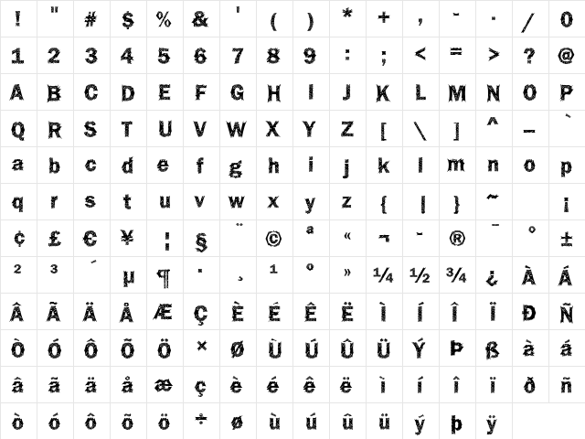Funky36 Bold font glyphpreview