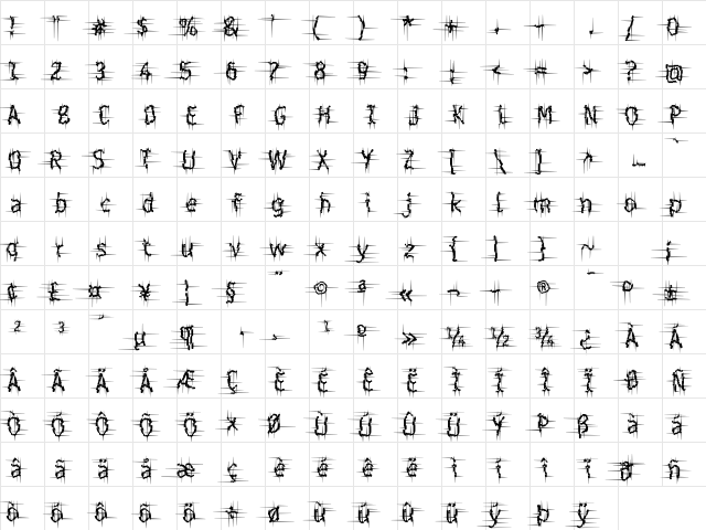 Shatterday ICG Shred Regular font glyphpreview