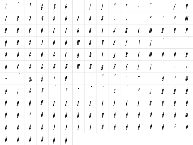 SF Baroquesque Oblique font glyphpreview