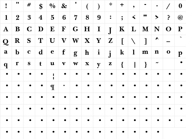 QTBasker Bold font glyphpreview