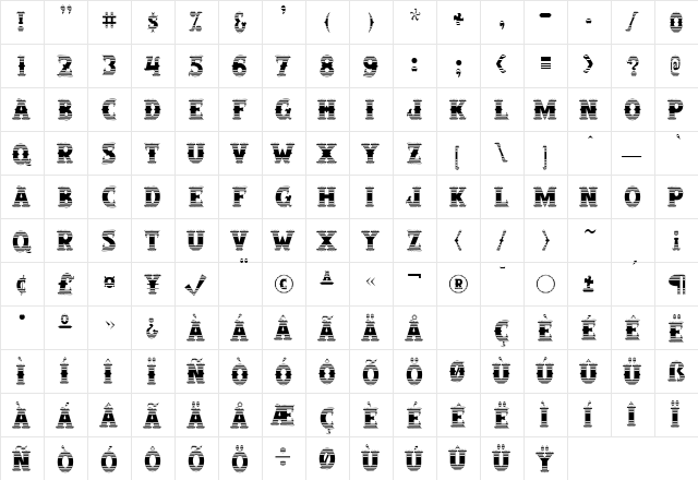 SalloonStripeEnds Regular font glyphpreview