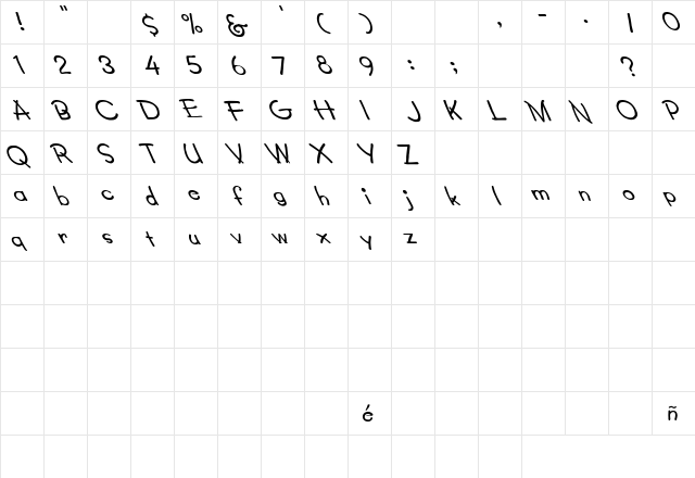 Lumparsky Left Regular font glyphpreview