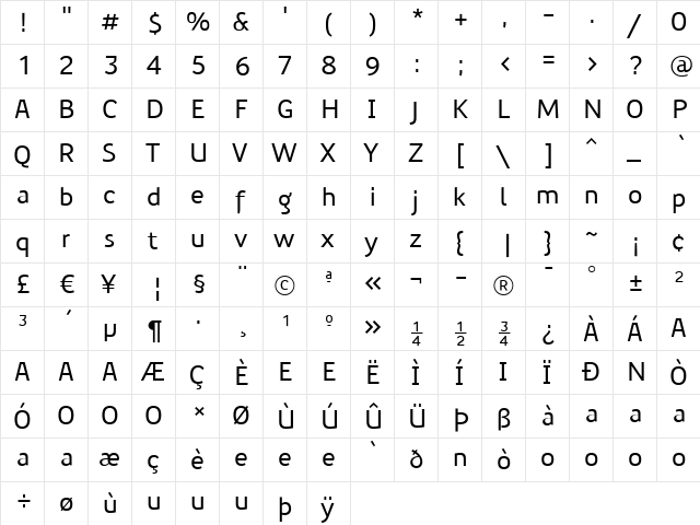 PreciousSans Regular font glyphpreview