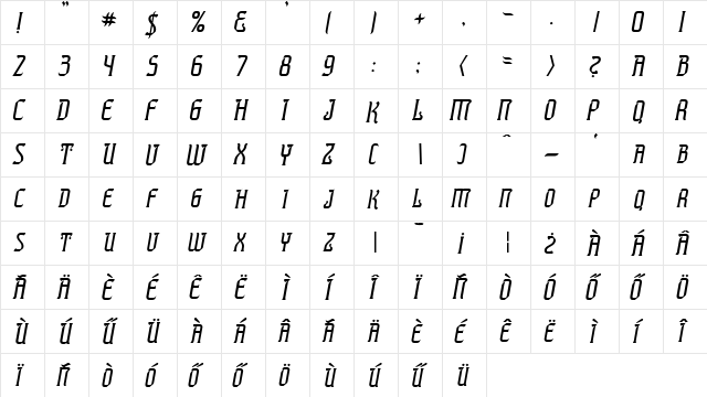 Presidente Tequila Italic font glyphpreview