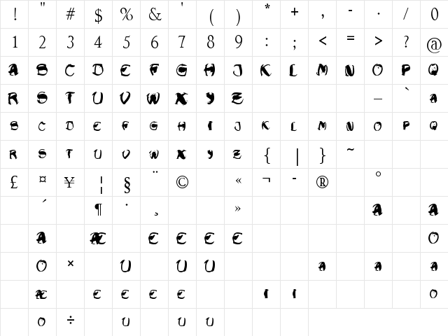 Raslani Shaashimov Regular font glyphpreview