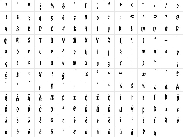 RemusCondensed Regular font glyphpreview