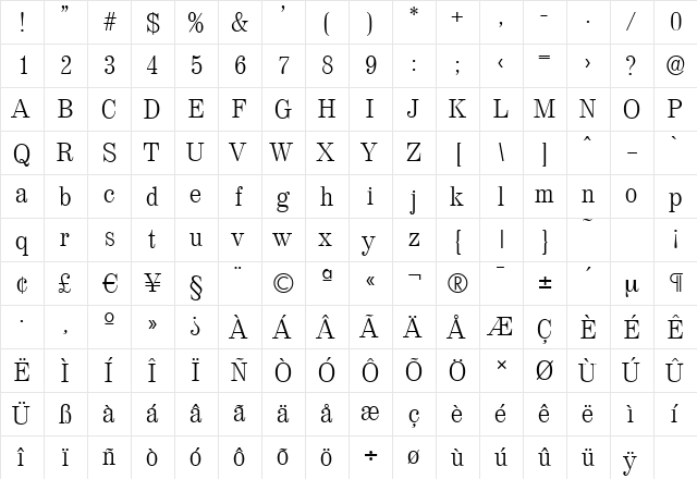 ValenciaSerial-Light Regular font glyphpreview