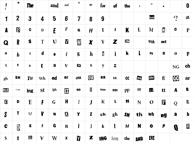 Shoplifter Regular font glyphpreview