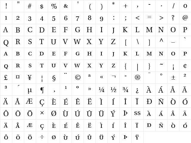 Utopia SC Regular font glyphpreview