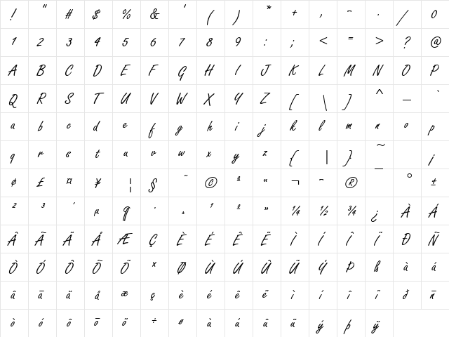 FreestyleScrD Regular font glyphpreview