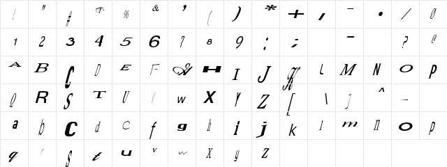 Modern Ittalica Regular font glyphpreview