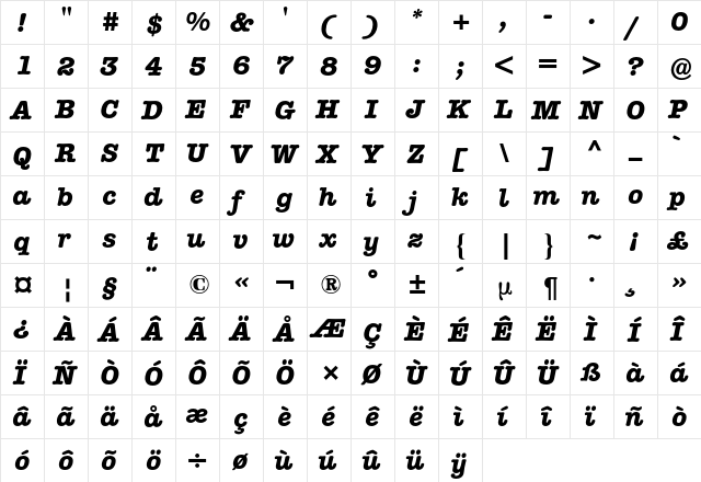 American Typewriter BQ Regular font glyphpreview