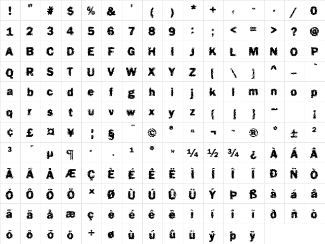 Funky16 Becker Regular font glyphpreview